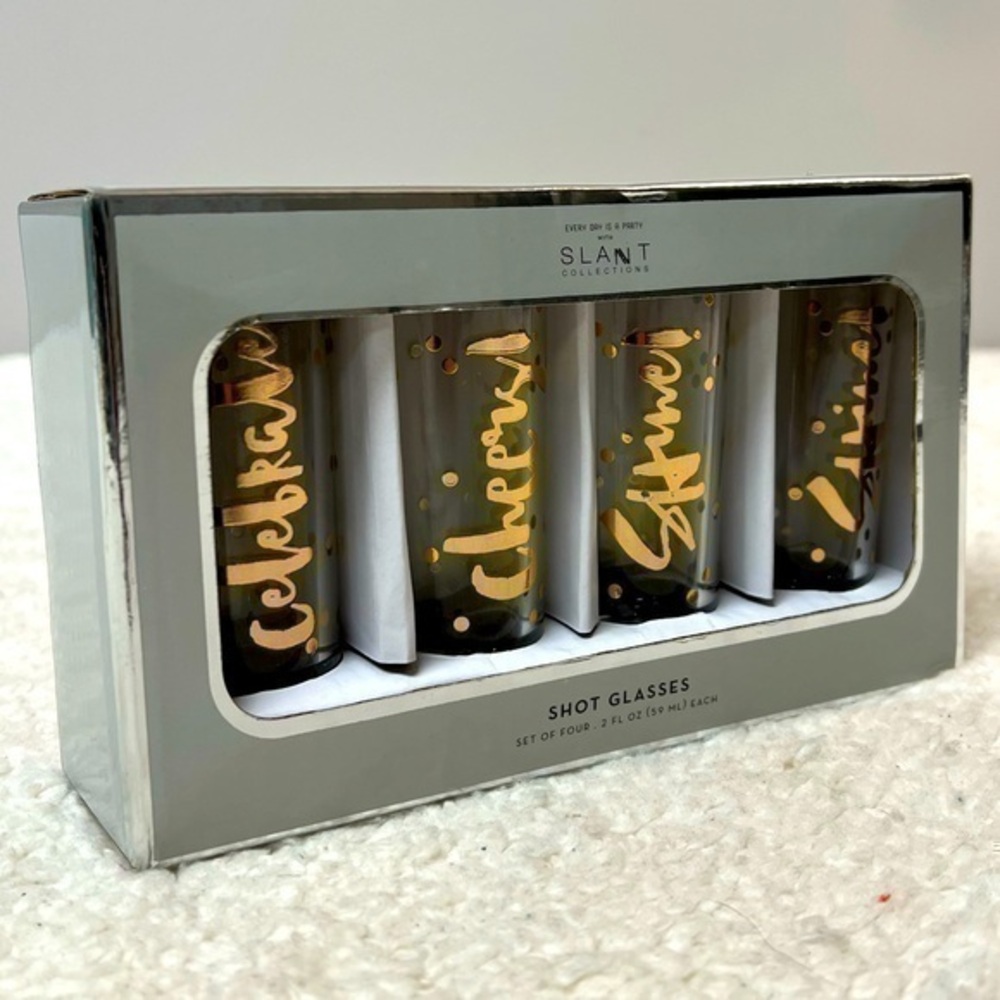 Slant "Celebrate" Glass Shot Glass Set of 4